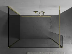 MEXEN/S - Kioto Sprchová zástena WALK-IN 125 x 100 x 30, transparent, zlatá 800-125-100-221-50-00-030