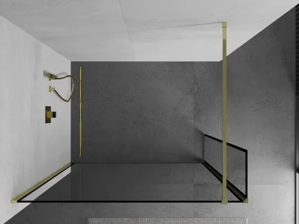 MEXEN/S - Kioto Sprchová zástena WALK-IN 110 x 40, čierny vzor, zlatá 800-110-212-50-70-040
