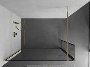 MEXEN/S - Kioto Sprchová zástena WALK-IN 110 x 40, čierny vzor, zlatá 800-110-212-50-70-040
