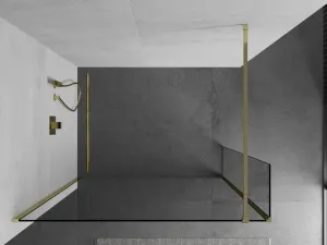 MEXEN/S - Kioto Sprchová zástena WALK-IN 115 x 30, transparent, zlatá 800-115-212-50-00-030