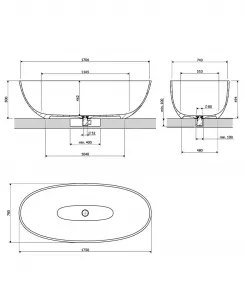 OMNIRES - SHELL M+ voľne stojaca vaňa, 175 x 78 cm, biela mat SHELL175WWBM
