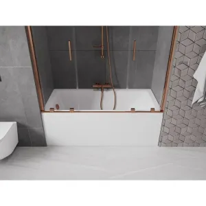 MEXEN/S - Velar Duo Dvojkrídlová posuvná vaňová zástena 150 x 150, transparent, růžové zlato 896-150-000-02-60