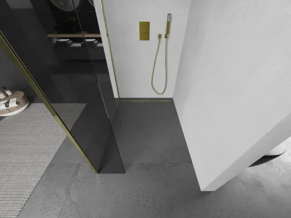 MEXEN/S - Kioto Sprchová zástena WALK-IN 100 x 40, transparent, zlatá 800-100-212-50-00-040