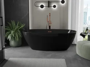 MEXEN/S - Eris voľne stojaca vaňa 170 x 80, čierna, sifón a prepad ružové zlato 53441708070-60