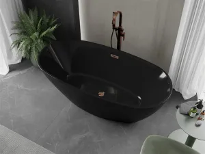 MEXEN/S - Eris voľne stojaca vaňa 170 x 80, čierna, sifón a prepad ružové zlato 53441708070-60