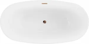 MEXEN/S - Eris voľne stojaca vaňa 155 x 80, biela/čierna, sifón a prepad ružové zlato 53441558075-60