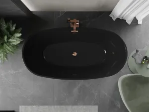 MEXEN/S - Eris voľne stojaca vaňa 170 x 80, čierna, sifón a prepad ružové zlato 53441708070-60