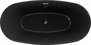 MEXEN/S - Eris voľne stojaca vaňa 170 x 80, čierna, sifón a prepad ružové zlato 53441708070-60