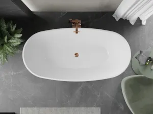 MEXEN/S - Eris voľne stojaca vaňa 180 x 80, biela, sifón a prepad ružové zlato 53441808000-60