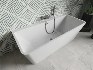 MEXEN/S - Volta vaňa voľne stojaca rohová 150 x 75, biela, sifón a prepad grafit metal 51131507500-95