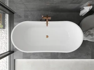 MEXEN/S - Montana vaňa voľne stojaca 180 x 90, biela, sifón a prepad ružové zlato 52011809000-60