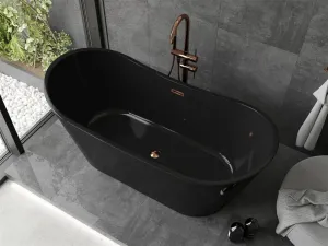 MEXEN/S - Montana vaňa voľne stojaca 170 x 80, čierna, sifón a prepad ružové zlato 52011708070-60