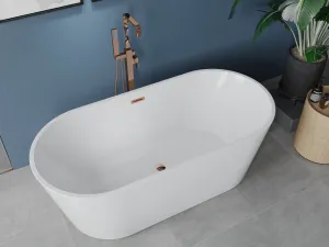 MEXEN/S - Luna vaňa voľne stojaca 180 x 80, biela, sifón a prepad ružové zlato 52031808000-60
