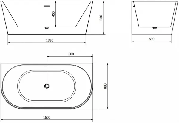 Mexen Oval, 160 x 80 cm 52671608075-01