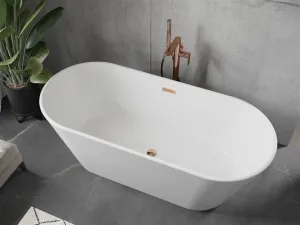 MEXEN/S - Flavia vaňa voľne stojaca 170 x 75, biela, sifón a prepad ružové zlato 54031708000-60