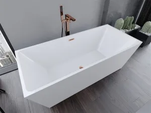 MEXEN/S - Lita voľne stojaca vaňa 170 x 75, biela, sifón a prepad ružové zlato 52121707500-60