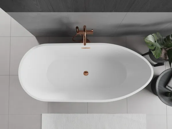 MEXEN/S - Eos voľne stojaca vaňa 170 x 75, biela, sifón a prepad ružové zlato 52471707500-60