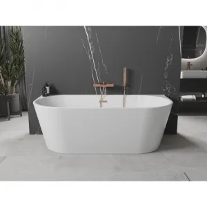 MEXEN/S - Oval vaňa voľne stojaca nástenná 160 x 80, biela, sifón a prepad ružové zlato 52671608000-60