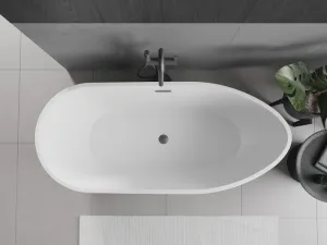 MEXEN/S - Eos voľne stojaca vaňa 170 x 75, biela/čierna, sifón a prepad grafit metal 52471707575-95