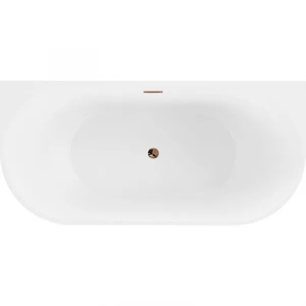 MEXEN/S - Oval vaňa voľne stojaca nástenná 160 x 80, biela, sifón a prepad ružové zlato 52671608000-60