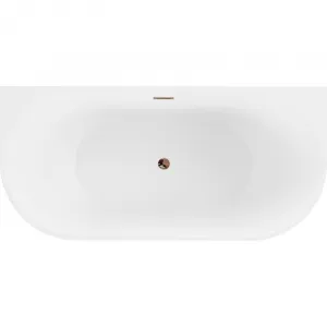 MEXEN/S - Oval vaňa voľne stojaca nástenná 160 x 80, biela, sifón a prepad ružové zlato 52671608000-60