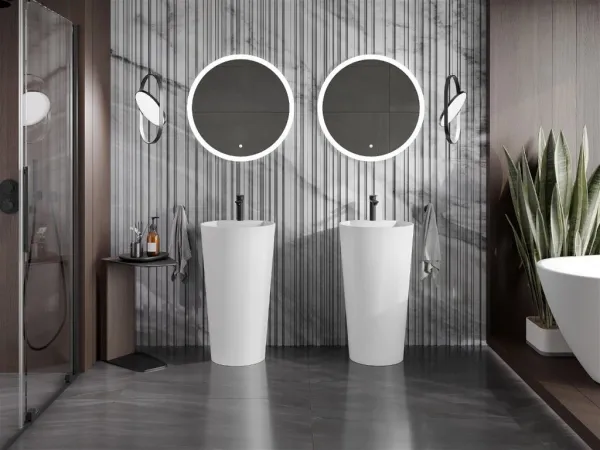 MEXEN - Onyx-02 Voľne stojace umývadlo z liateho mramoru 45 x 45, biela mat 26544500