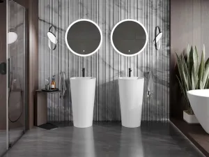MEXEN - Onyx-02 Voľne stojace umývadlo z liateho mramoru 45 x 45, biela mat 26544500