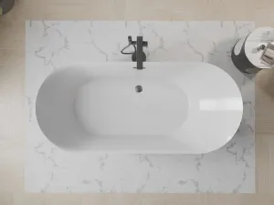 MEXEN/S - Roxy voľne stojaca vaňa 180 x 85, biela, sifón a prepad grafit metal 51201808500-95
