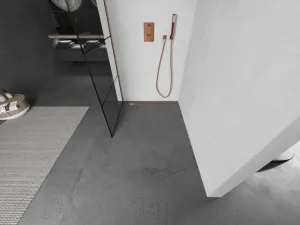 MEXEN/S - Kioto Sprchová zástena WALK-IN 70 x 200, čierny vzor 8 mm, meď kartáčovaná 800-070-101-65-77