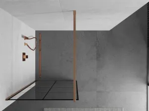 MEXEN/S - Kioto Sprchová zástena WALK-IN 80 x 200, čierny vzor 8 mm, meď kartáčovaná 800-080-101-65-77