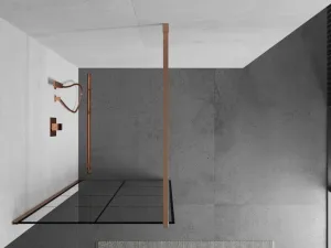 MEXEN/S - Kioto Sprchová zástena WALK-IN 70 x 200, čierny vzor 8 mm, meď kartáčovaná 800-070-101-65-77