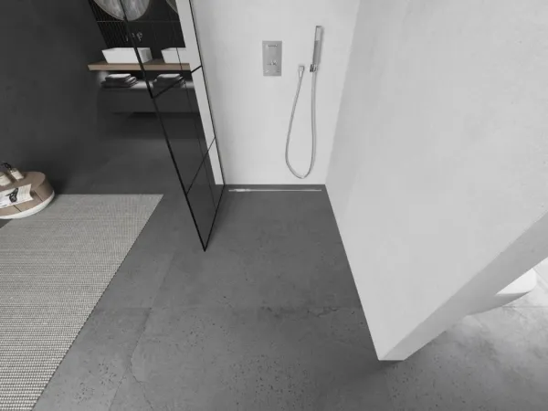 MEXEN/S - Kioto Sprchová zástena WALK-IN 70 x 200, čierny vzor 8 mm, nikel kefovaná 800-070-101-97-77