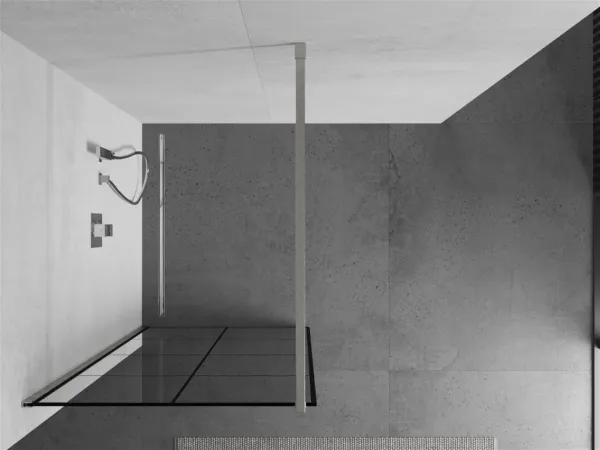 MEXEN/S - Kioto Sprchová zástena WALK-IN 80 x 200, čierny vzor 8 mm, nikel kefovaná 800-080-101-97-77