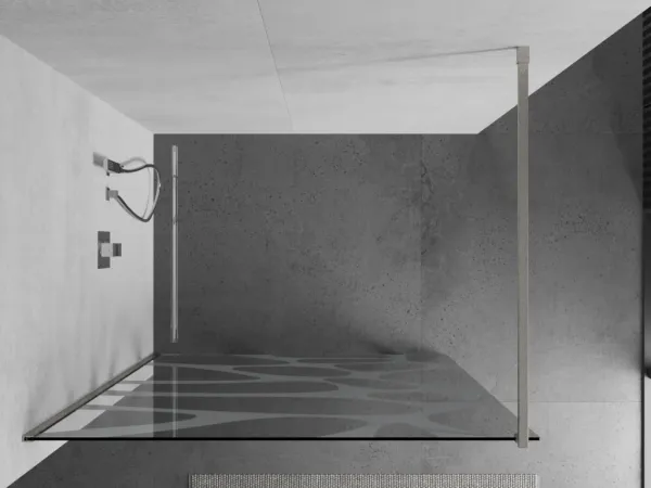 MEXEN/S - Kioto Sprchová zástena Walk-in 100 x 200, biely vzor 8 mm, nikel kartáčovaná 800-100-101-97-97
