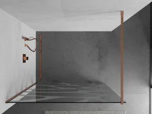 MEXEN/S - Kioto Sprchová zástena Walk-in 90 x 200, biely vzor 8 mm, meď kartáčovaná 800-090-101-65-97