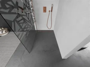 MEXEN/S - Kioto Sprchová zástena Walk-in 80 x 200, biely vzor 8 mm, meď kartáčovaná 800-080-101-65-85