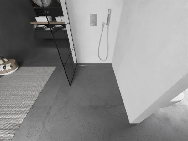 MEXEN/S - Kioto Sprchová zástena WALK-IN 90 x 200, čierny vzor 8 mm, nikel kefovaná 800-090-101-97-77