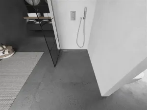 MEXEN/S - Kioto Sprchová zástena WALK-IN 90 x 200, čierny vzor 8 mm, nikel kefovaná 800-090-101-97-77