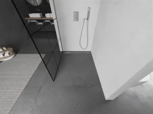 MEXEN/S - Kioto Sprchová zástena WALK-IN 110 x 200, čierny vzor 8 mm, nikel kefovaná 800-110-101-97-77