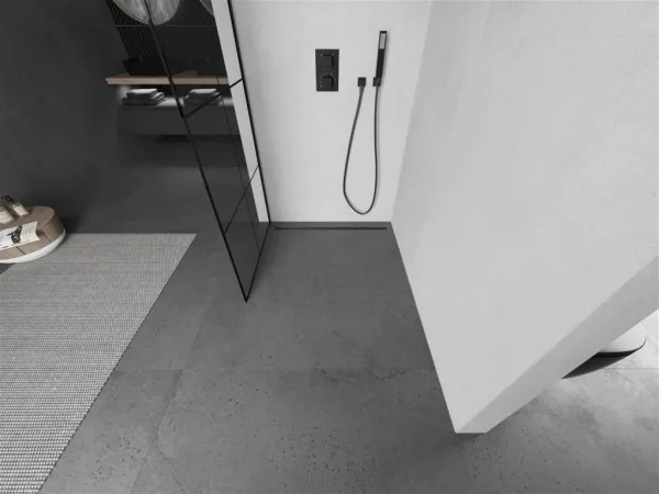 MEXEN/S - Kioto L Sprchová zástena WALK-IN 80 x 200, čierny vzor, čierna 800-080-103-70-77