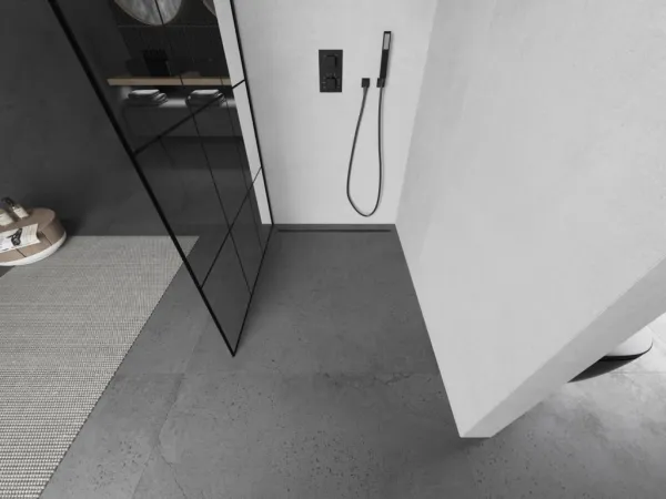 MEXEN/S - Kioto L Sprchová zástena WALK-IN 110 x 200, čierny vzor, čierna 800-110-103-70-77