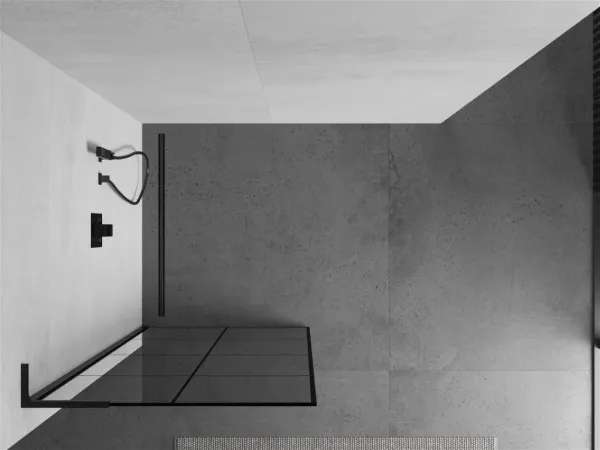 MEXEN/S - Kioto L Sprchová zástena WALK-IN 80 x 200, čierny vzor, čierna 800-080-103-70-77