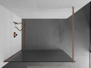 MEXEN/S - Kioto Sprchová zástena WALK-IN 100 x 200, prúžky 8 mm, meď kartáčovaná 800-100-101-65-09
