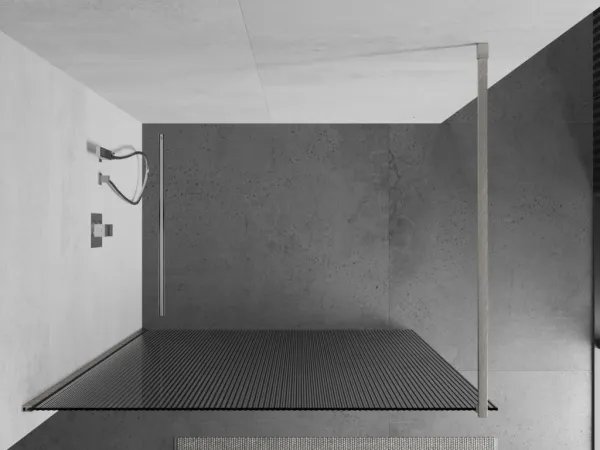 MEXEN/S - Kioto Sprchová zástena WALK-IN 90 x 200, prúžky 8 mm, nikel kartáčovaný 800-090-101-97-09