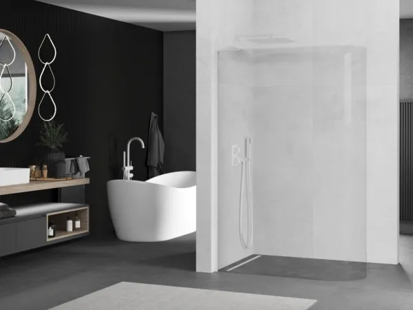 MEXEN/S - KiotoL Sprchová zástena WALK-IN 100 x 200, transparent, biała 800-100-103-20-06