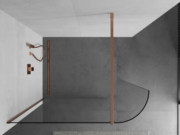 MEXEN/S - Kioto Sprchová zástena WALK-IN 120 x 200, transparent 8 mm, meď kartáčovaná 800-120-101-65-06