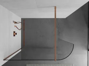 MEXEN/S - Kioto Sprchová zástena WALK-IN 120 x 200, transparent 8 mm, meď kartáčovaná 800-120-101-65-06