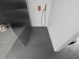 MEXEN/S - Kioto Sprchová zástena WALK-IN 100 x 200, prúžky 8 mm, meď kartáčovaná 800-100-101-65-09