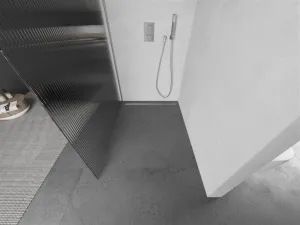 MEXEN/S - Kioto Sprchová zástena WALK-IN 90 x 200, prúžky 8 mm, nikel kartáčovaný 800-090-101-97-09