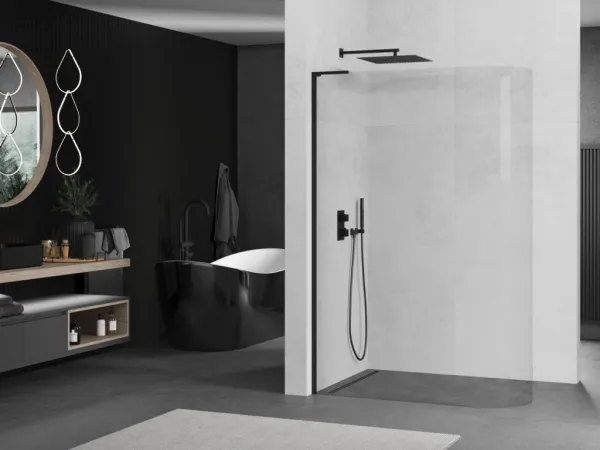 MEXEN/S - KiotoL Sprchová zástena WALK-IN 120 x 200, transparent, čierna 800-120-103-70-06